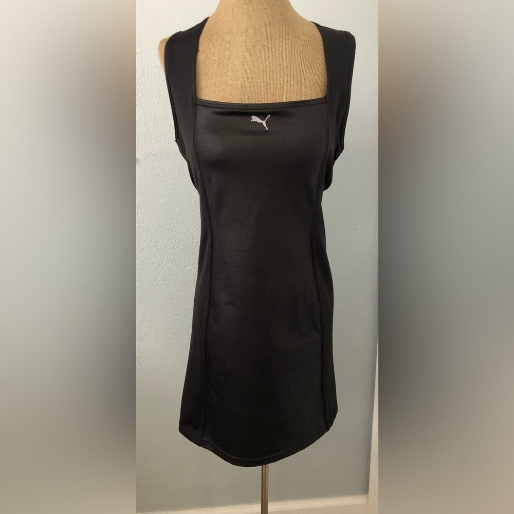 Puma Athletic Tennis Dress - Black Sports Lycra - Sporty side zippers - New